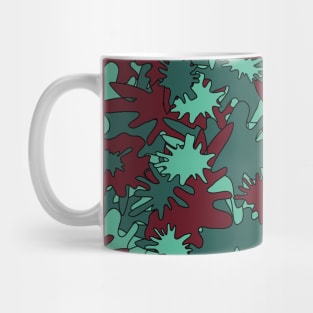 Abstract tropical leaves, grunge camouflage spots background. Trendy Mug